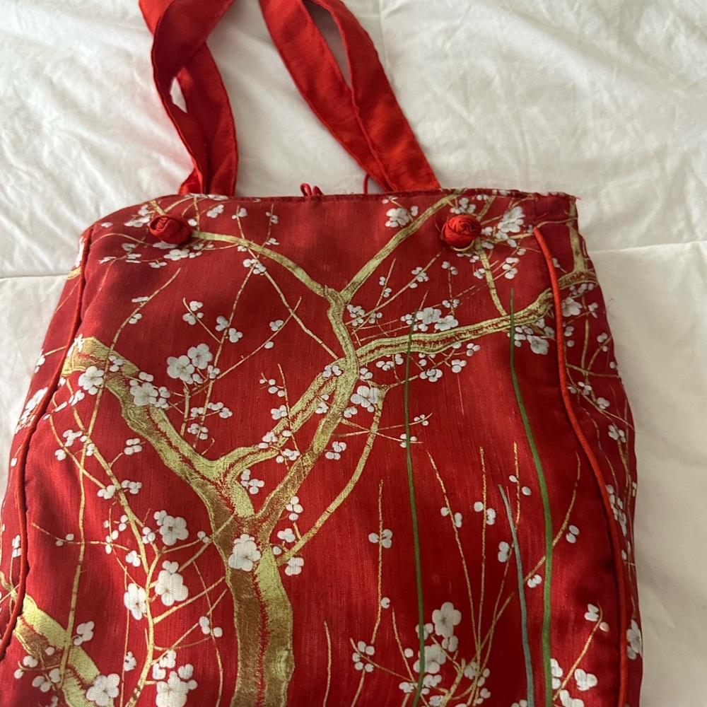 Elegant Red Floral Women's Bag
